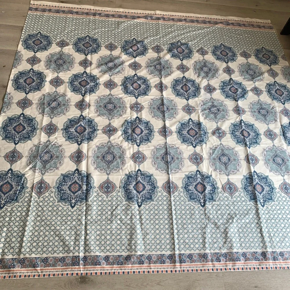 Mainstays Blue Boho floral larShower Curtain 72x71 Medallion Mink Velvet‎ large
